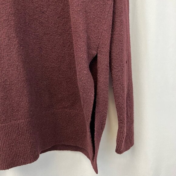 Loft Womens Ann Taylor Pullover Sweater Wine Long Sleeve Crew Neck Tight Knit S - Picture 7 of 10